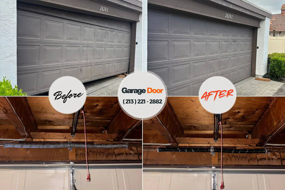 Before and after: garage door repair Tilton Northfield, NH